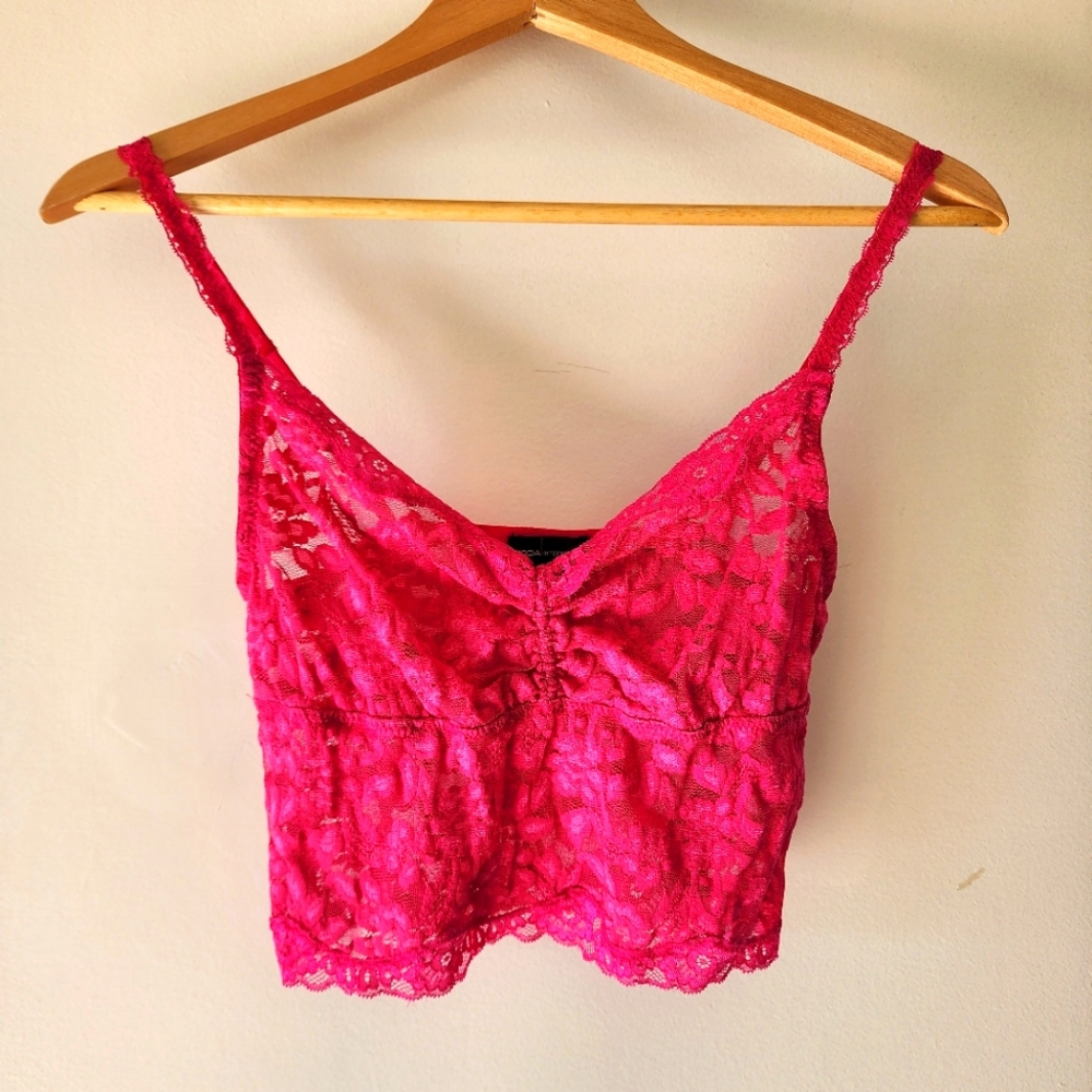 Moda International by Victoria's Secret Pink Lace Cropped Camisole Size M